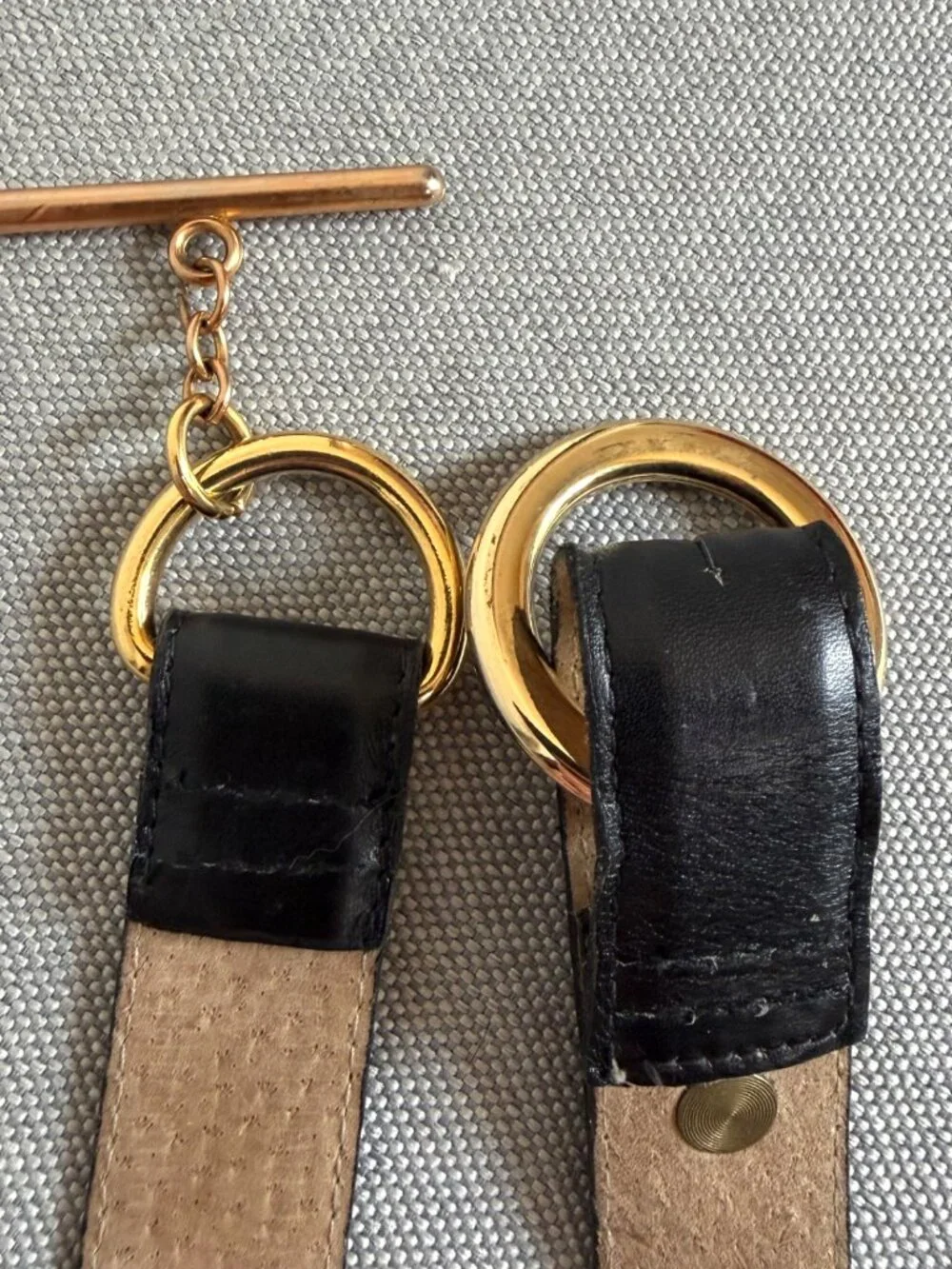 RODIER Vintage Toggle Belt S/M Black Leather *Altered from Original*